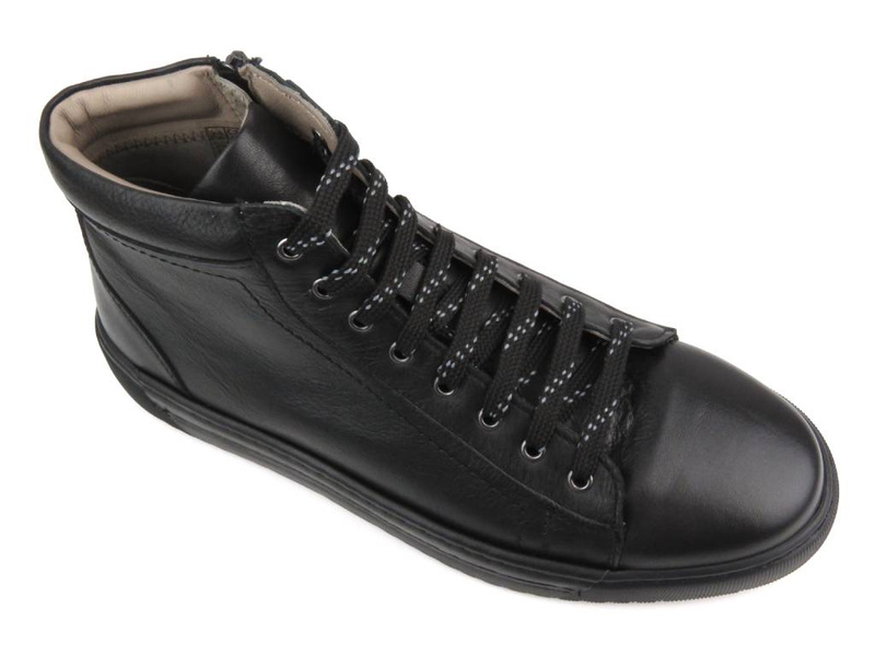 Skórzane trampki męskie - VENEZIA 242591, czarne