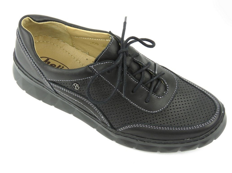 Skórzane buty damskie sportowe - Helios Komfort 360, czarne