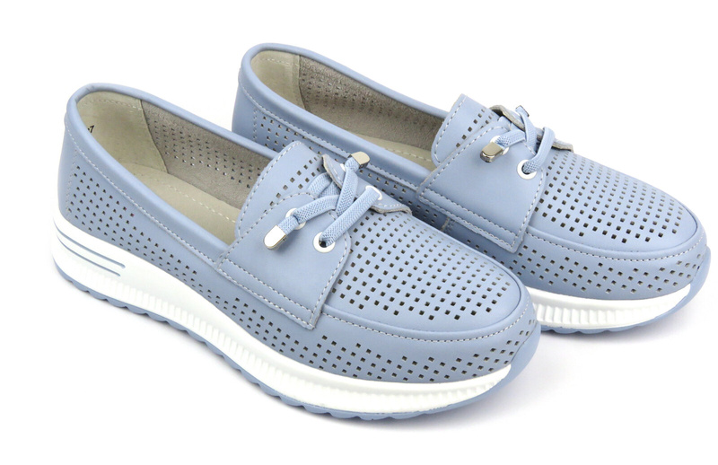 Ażurowe półbuty damskie - Artiker 52C1887, niebieskie