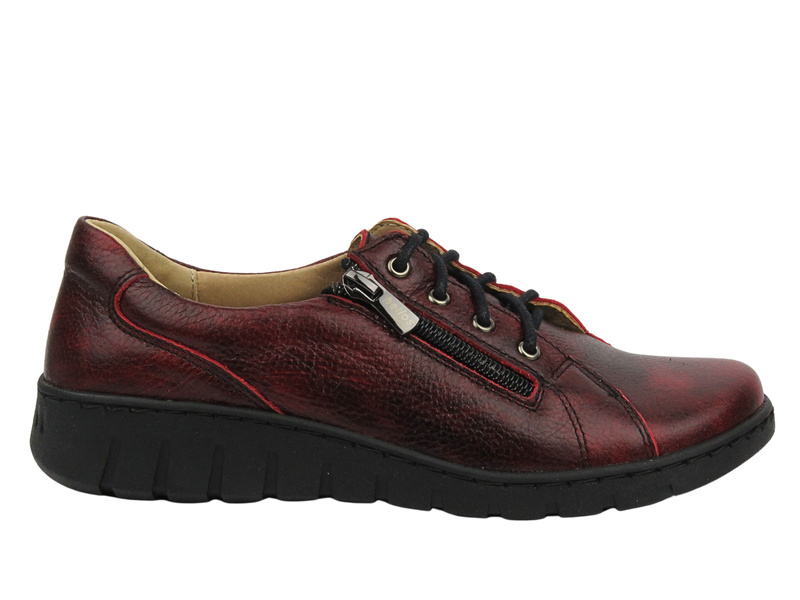 Skórzane półbuty damskie HELIOS Komfort 429, czerwone