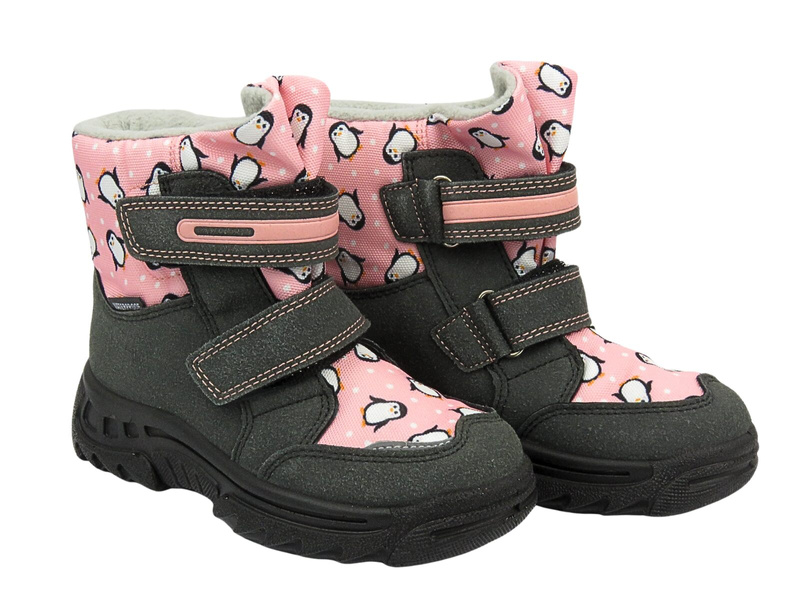 Śniegowce Dziecięce - BEFADO 615X001, Różowe Na Rzepy