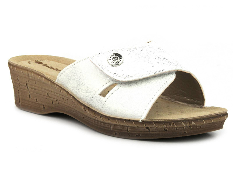 Klapki damskie na rzep - INBLU 26-79, białe