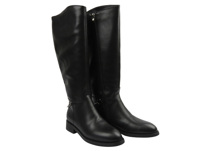 Klasyczne kozaki damskie ze skóry naturalnej Cambell 0630-8410, czarne