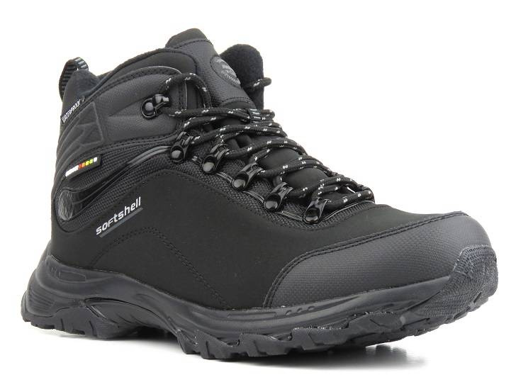 Śniegowce, trekkingi męskie z softshell i membraną - AMERICAN CLUB WT54/23, czarne