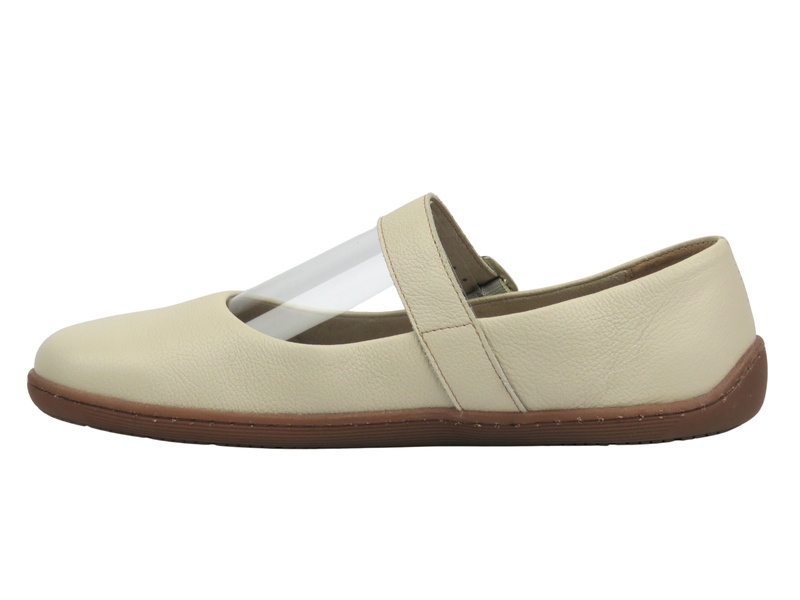 Barefoot skórzane minimalistyczne półbuty damskie beżowe Nika Komfort 1445