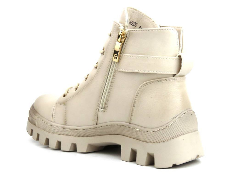 Ocieplane botki damskie - Potocki 23-12168, beżowe