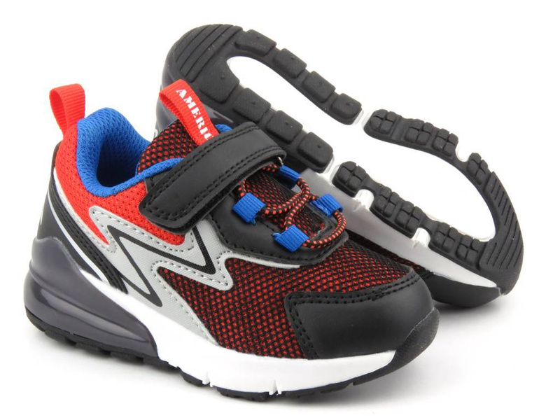 Buty sportowe chłopięce świecące - AMERICAN CLUB ES120/23, czarne