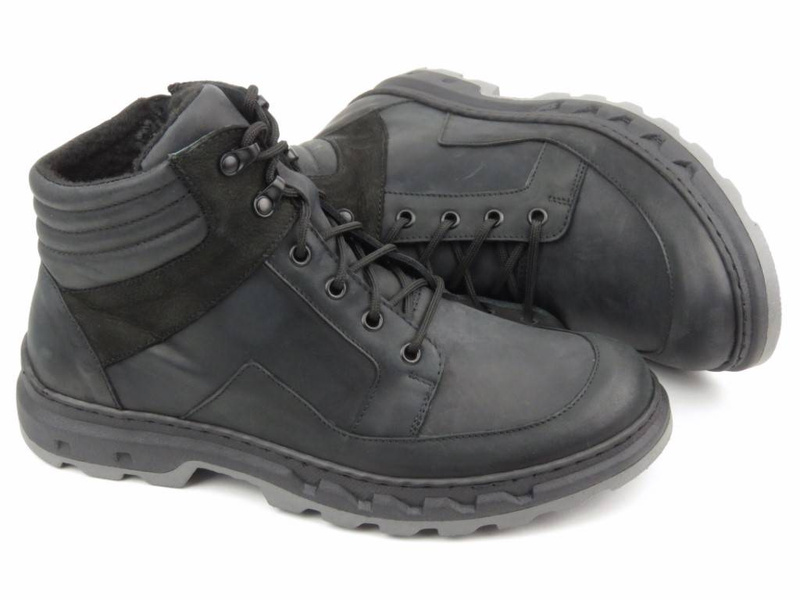 Trzewiki, trapery męskie ocieplane - WASAK 0220, czarne