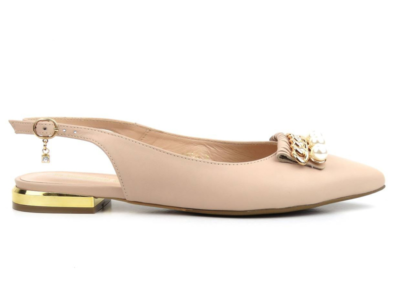 Eleganckie sandały damskie z noskiem w szpic - Conhpol Bis B-4544, beżowe