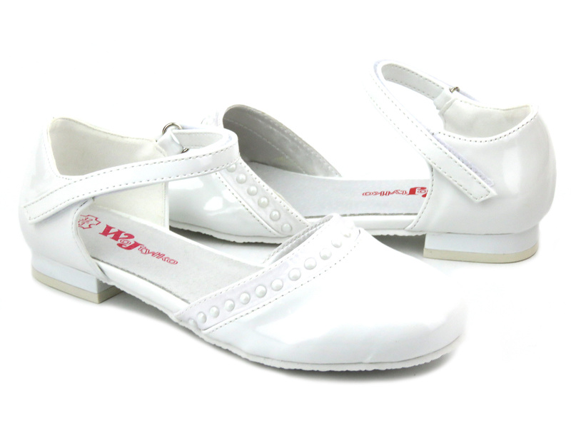 Eleganckie buty, czółenka komunijne - Wojtyłko 23712, białe 