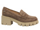 Półbuty, loafersy damskie Potocki 24-12401, khaki - wsuwane