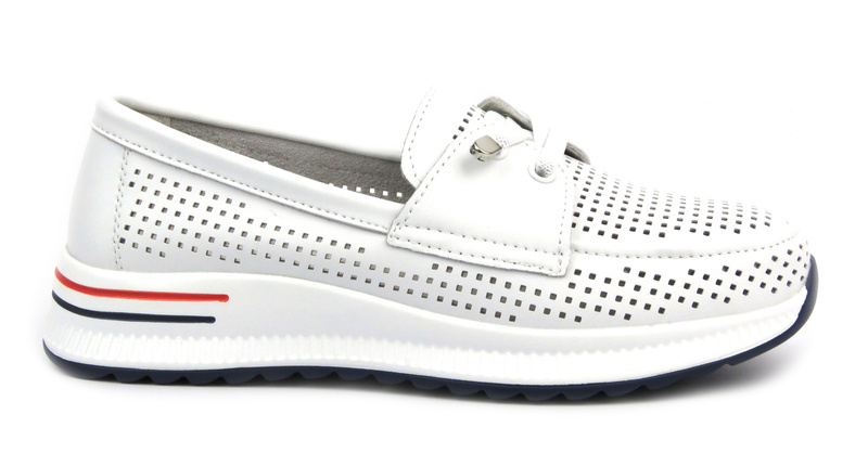 Ażurowe półbuty damskie - Artiker 52C1889, biały