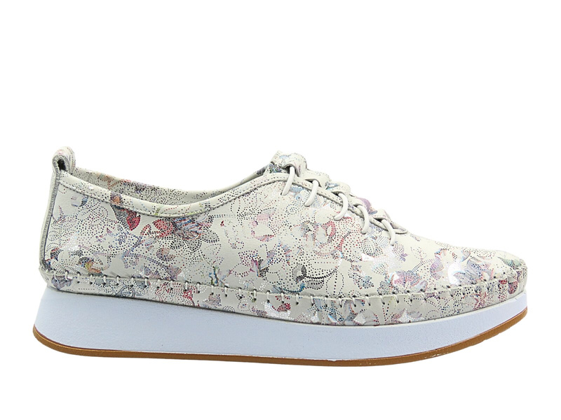 Skórzane półbuty damskie białe w kwiaty VENEZIA E149NUWHOSP029