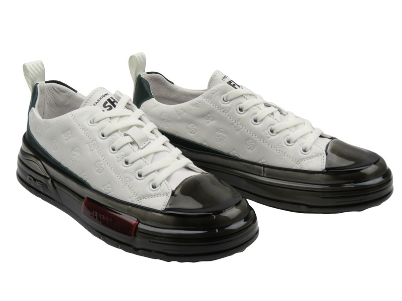 Nowoczesne sneakersy męskie - JOHN DOUBARE 8311, białe
