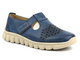 Skórzane półbuty damskie wiosenne - Helios Komfort 421, granatowe