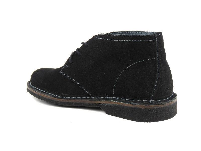 Skórzane, nieocieplane trzewiki męskie na cały rok - Helios Komfort 885, czarne