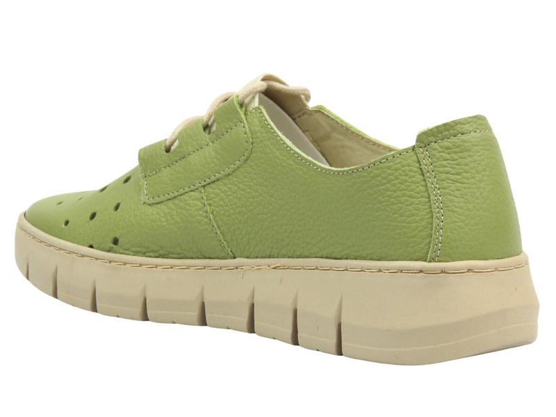Wygodne półbuty damskie skórzane - HELIOS Komfort 434-2, zielone