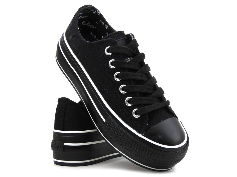 Trampki damskie na platformie - LEE COOPER 22-31-0843L, czarne
