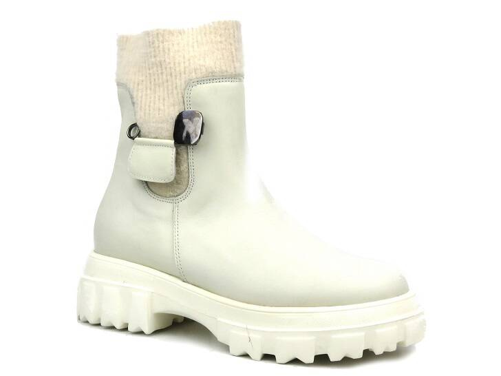 Botki, trzewiki damskie lakierowane - VENEZIA 3629, kremowe