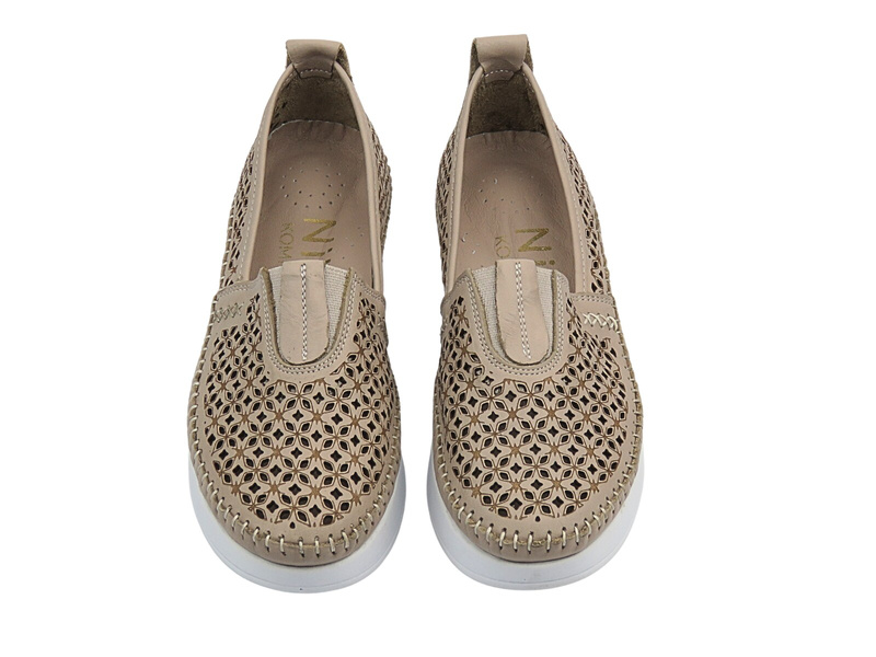 Ażurowe półbuty damskie jasnoszare Nika Komfort H0712