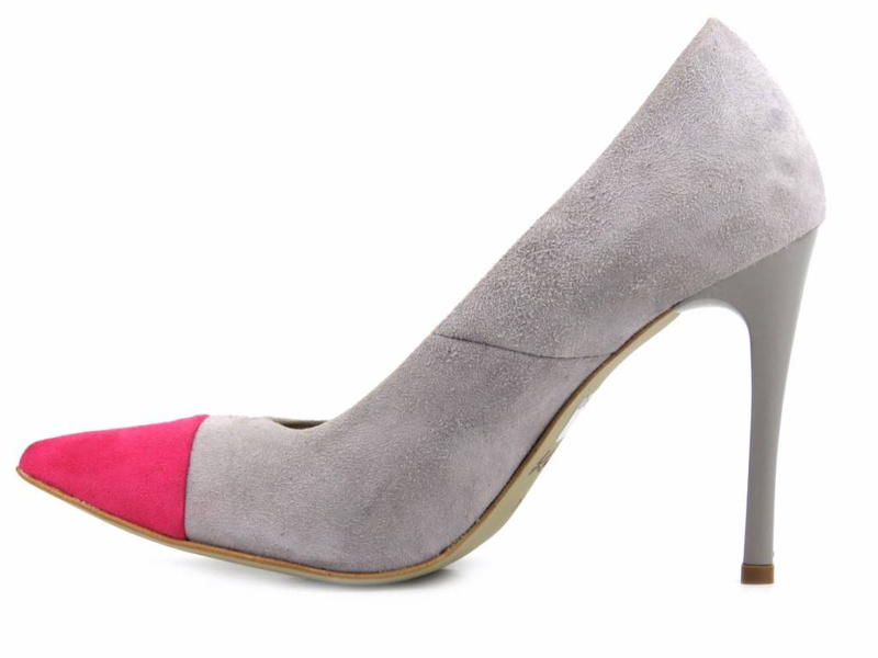 Zamszowe czółenka na szpilce - KATI 1831, szare