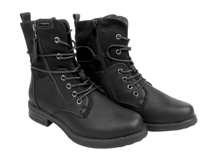 Botki damskie ze skóry ekologicznej - Evento 20BT35-3068, czarne