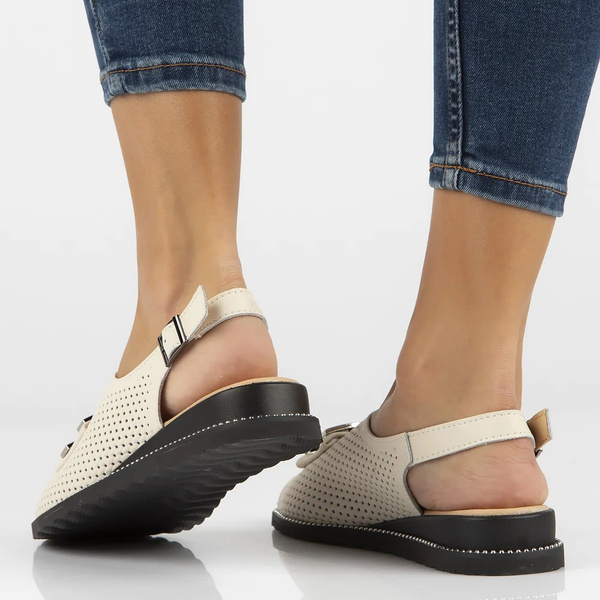 Skórzane sandały damskie beżowe Filippo DS6032/25