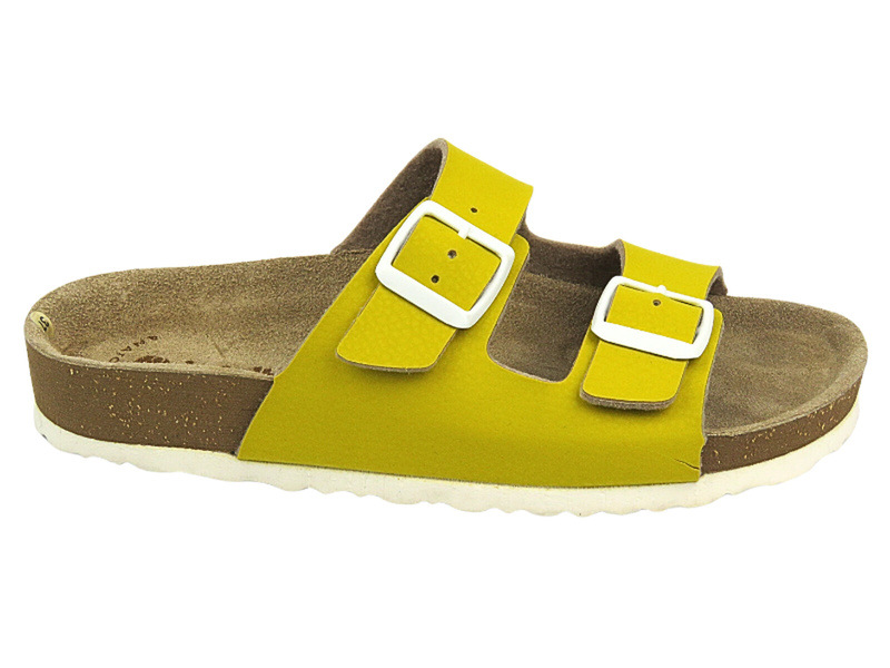 Wygodne klapki damskie ze skóry ekologicznej - INBLU 15,źółte