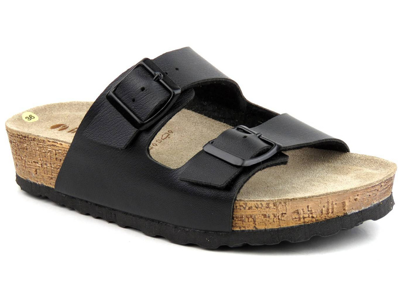 Klapki damskie na grubej podeszwie - INBLU NM-28, czarne