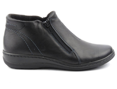 Lekkie i wygodne botki damskie ze skóry naturalnej - HELIOS KOMFORT 642, czarne