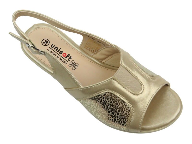 Sandały damskie ze skórzaną wkładką - Unisoft 25SD02-8876, beżowe
