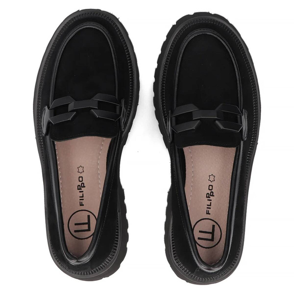 Półbuty, loafersy damskie - Filippo DP6486/24, czarne