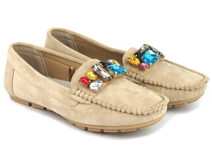 Mokasyny damskie ze skórzaną wkładką - Evento 23PB26-2200, beżowe