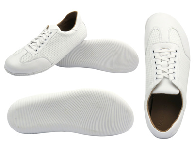 Barefoot skórzane minimalistyczne półbuty męskie białe Wasak 0742