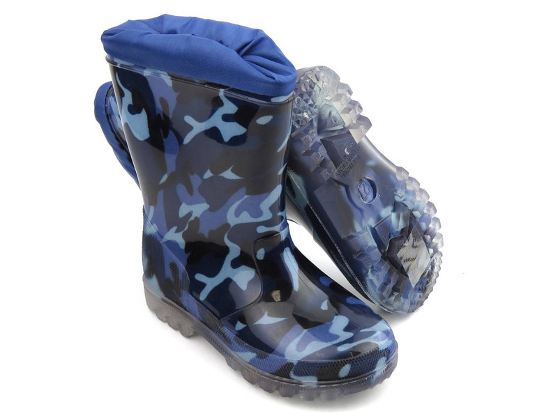 Wysokie kalosze dziecięce moro - WOJTYŁKO 4321G, granatowe