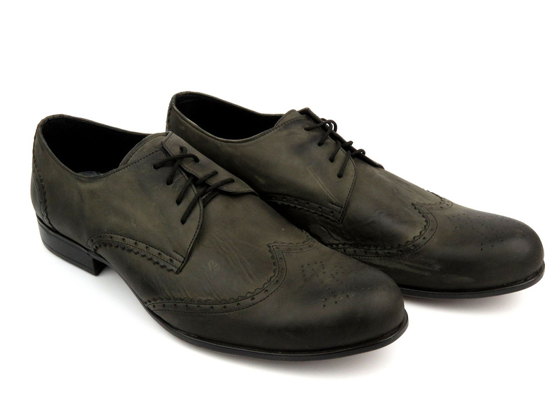 Półbuty męskie skórzane - Moskała 402, szare