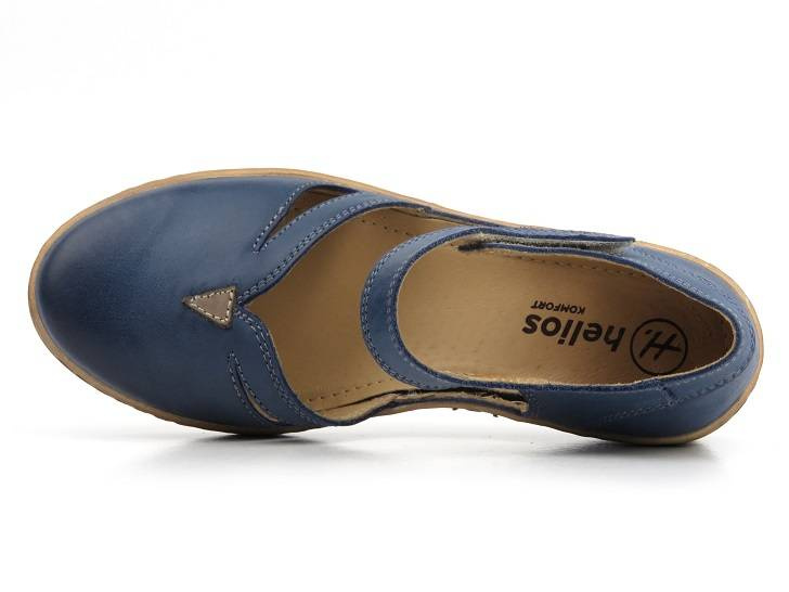 Skórzane półbuty damskie z wycięciami - HELIOS Komfort 364, granatowe