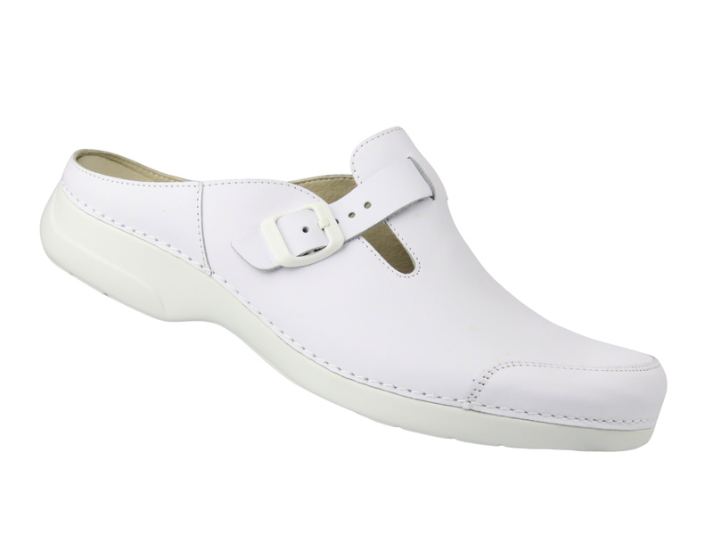 Wygodne damskie klapki Nursing Care PE9410 Noruega, białe
