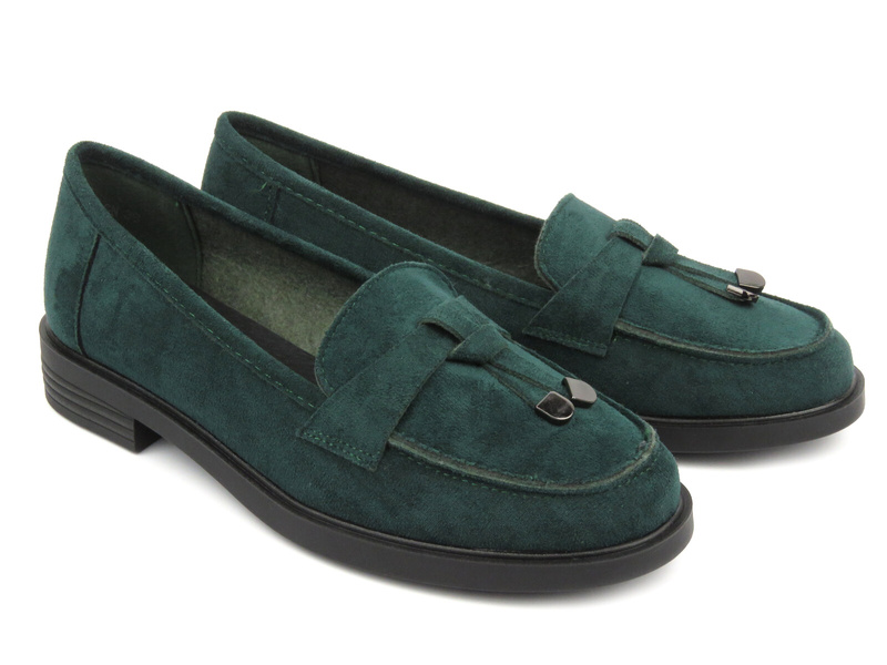 Półbuty, loafersy damskie Potocki 24-12369, zielone
