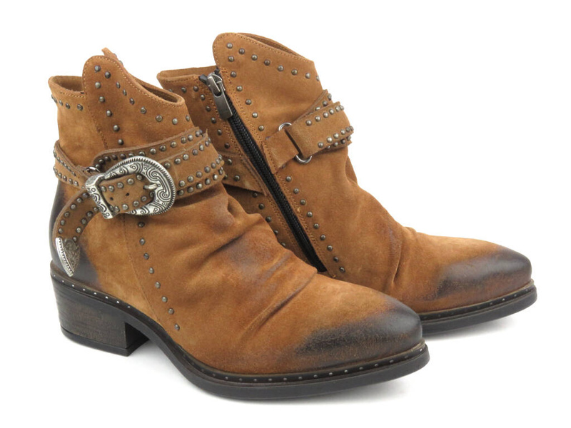 Kowbojki damskie na obcasie - VENEZIA 6008, brązowe