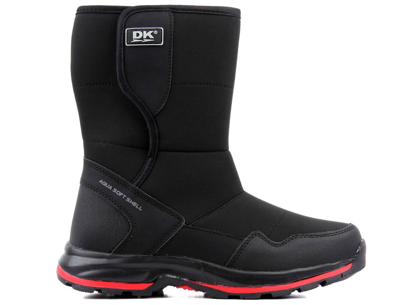 Śniegowce damskie na rzep - DK TECH Aqua Soft Shell 2182, czarno-czerwone
