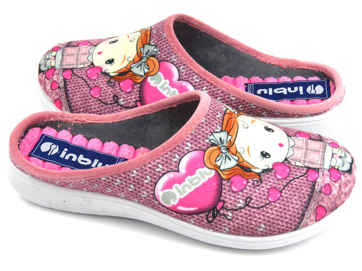 Kapcie damskie, dziewczęce z miękką wkładką - INBLU EC-82, różowe