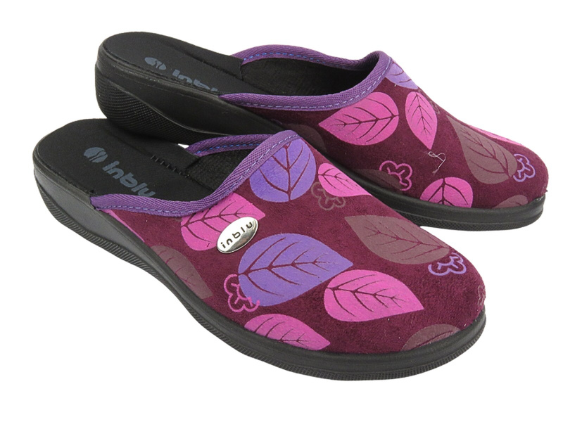 Kapcie Domowe Damskie - INBLU CU-5F Śliwkowy- Wsuwane