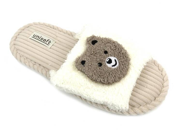 Futerkowe kapcie damskie - Unisoft 23PA11-6646, beżowe