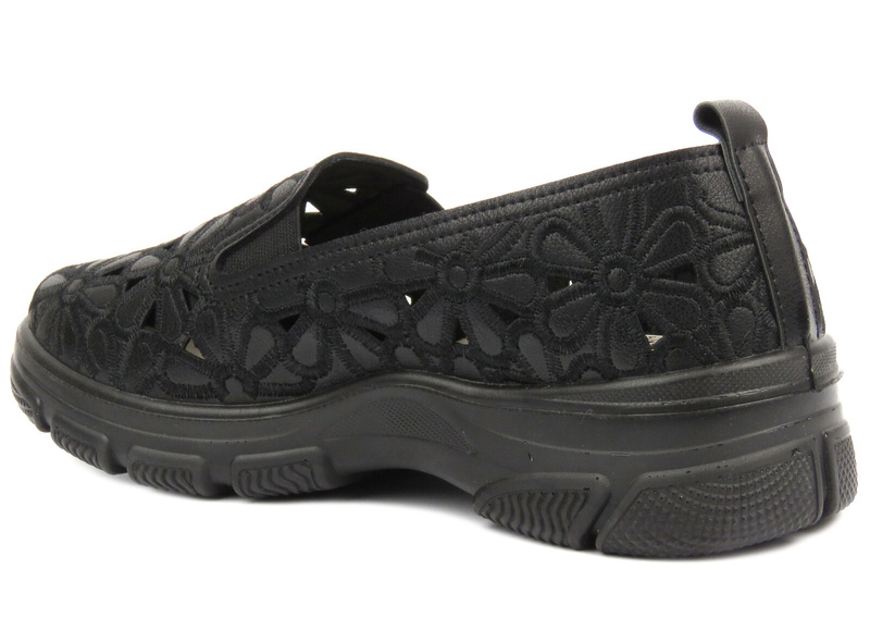 Ażurowe półbuty damskie - UNISOFT 23PB02-5592, czarne
