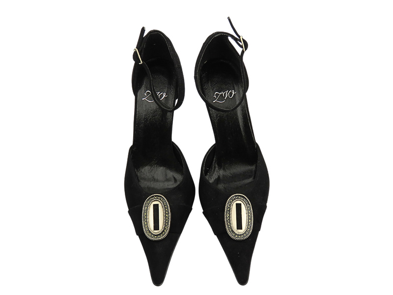 Skórzane czółenka damskie na szpilce - Zygmunt 358 czarne