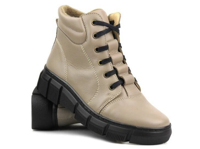 Ocieplane botki damskie sportowe - HELIOS Komfort 562S, cappuccino