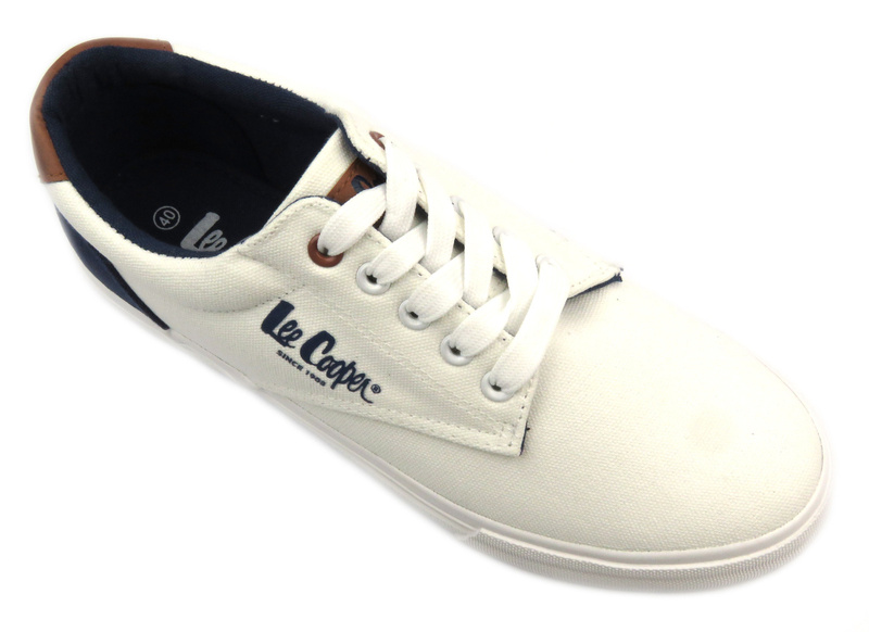Wygodne trampki męskie - Lee Cooper LCW-24-02-2140, białe