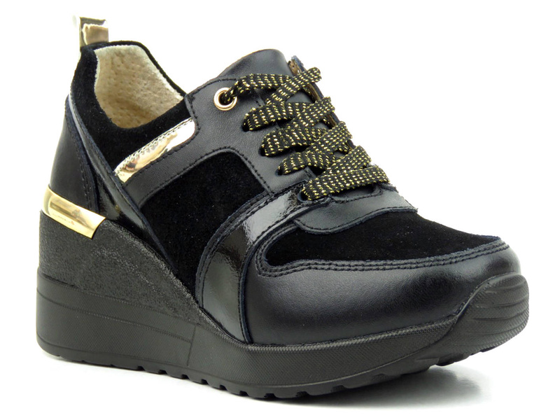 Sneakersy, buty sportowe damskie S. BARSKI AL21405, czarne