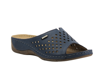 Wygodne, miękkie klapki damskie HELIOS Komfort 105-2, granatowe